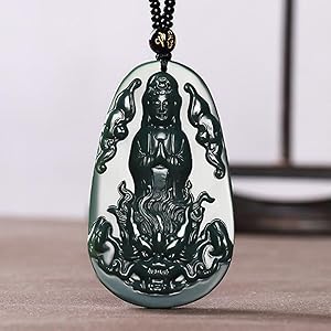 Amazon.com: Jefuzh 玉器观音吊坠男士款大号玉石项链玉佩菩萨玉